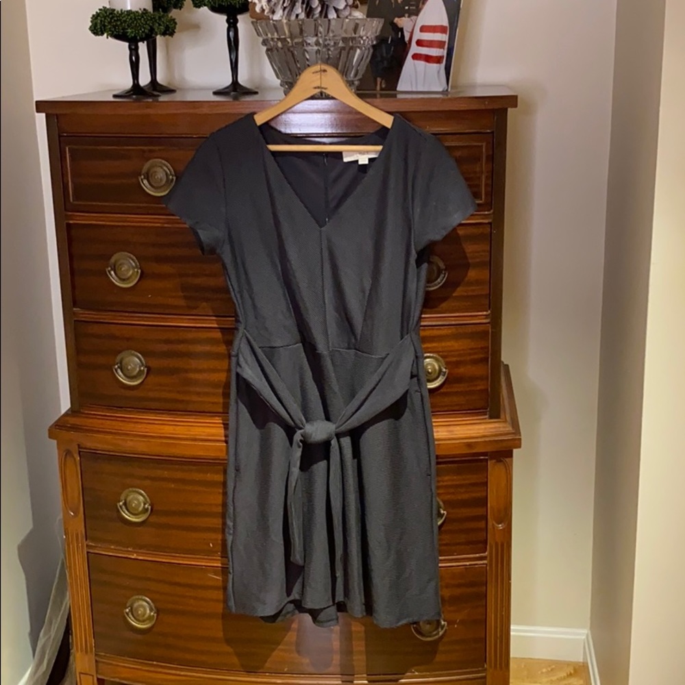 Loft cotton grey dress with connected belt